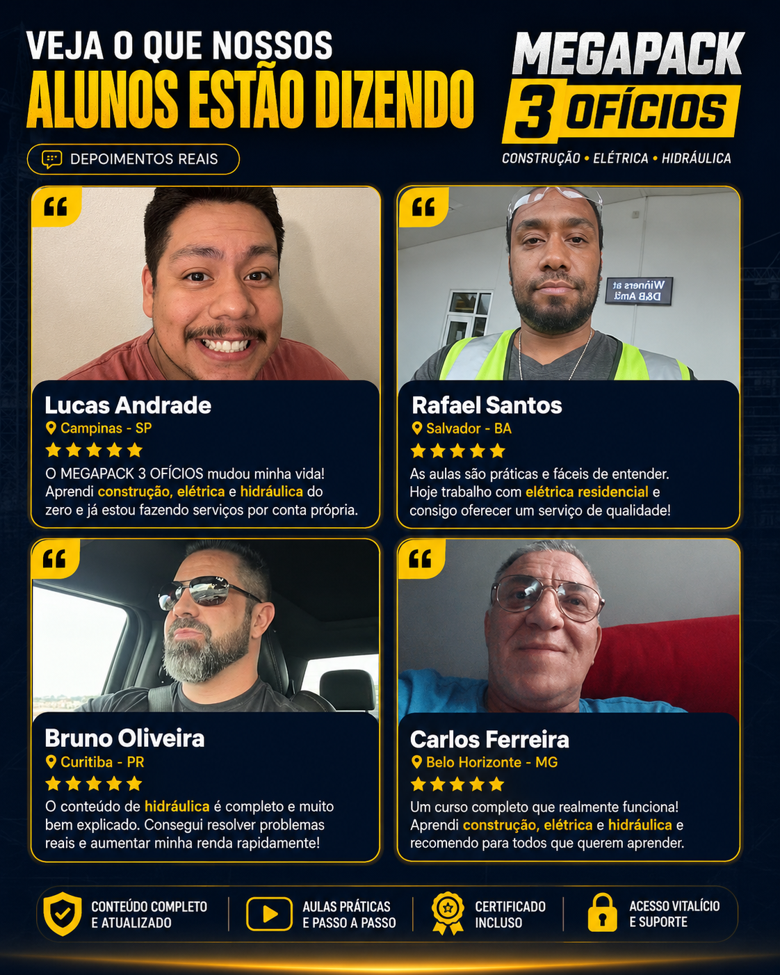 Depoimentos de alunos