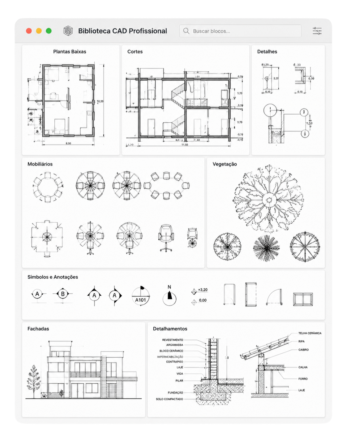 Mockup Biblioteca CAD
