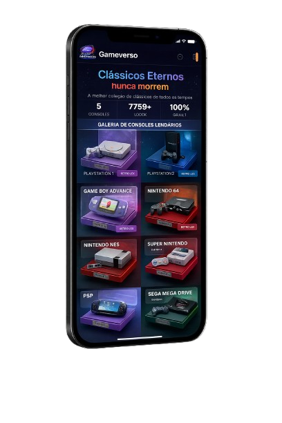 Gameverso rodando no celular — Galeria de Consoles Lendários